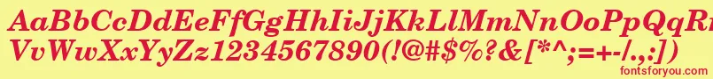 NewCenturySchoolbookLtBoldItalic Font – Red Fonts on Yellow Background