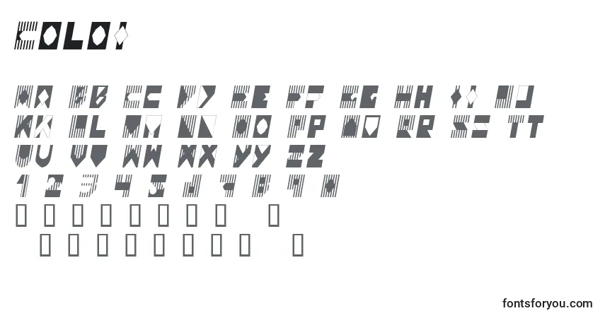 A fonte Coloi – alfabeto, números, caracteres especiais