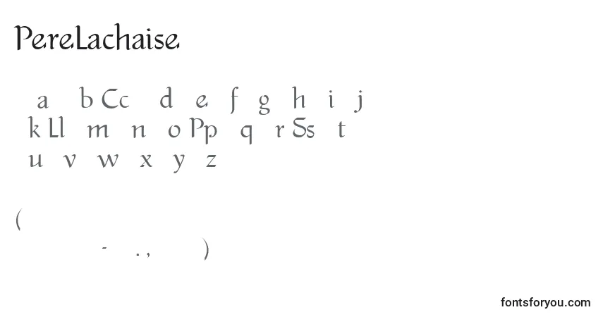 Schriftart PereLachaise – Alphabet, Zahlen, spezielle Symbole
