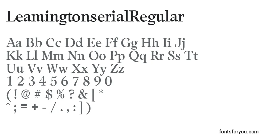 A fonte LeamingtonserialRegular – alfabeto, números, caracteres especiais