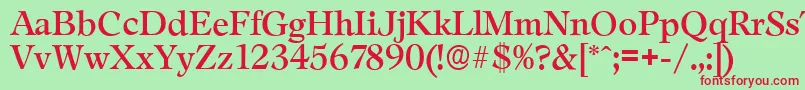 Czcionka LeamingtonserialRegular – czerwone czcionki na zielonym tle