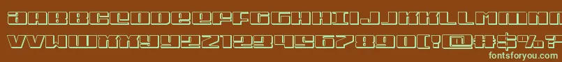 フォントMichigan3D – 緑色の文字が茶色の背景にあります。