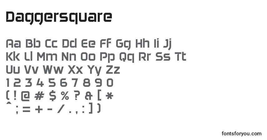 characters of daggersquare font, letter of daggersquare font, alphabet of  daggersquare font