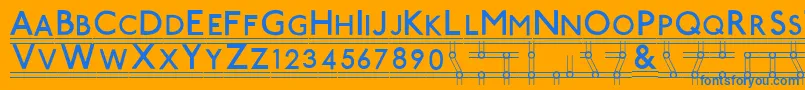 フォントTubestnp – オレンジの背景に青い文字