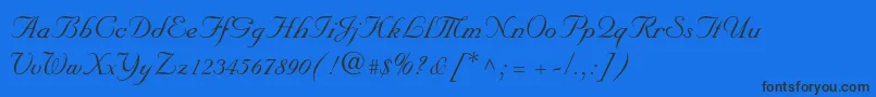 Nuptialscriptltstd-Schriftart – Schwarze Schriften auf blauem Hintergrund