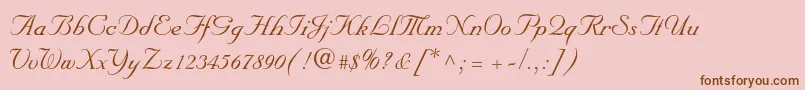 Nuptialscriptltstd-Schriftart – Braune Schriften auf rosa Hintergrund