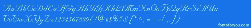 Nuptialscriptltstd Font – Green Fonts on Blue Background