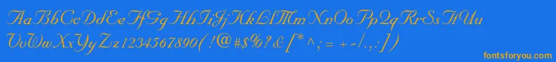 Nuptialscriptltstd-Schriftart – Orangefarbene Schriften auf blauem Hintergrund