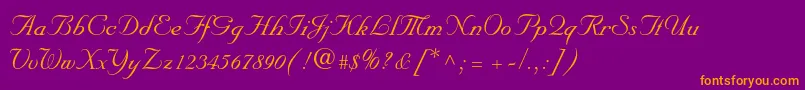 Nuptialscriptltstd-Schriftart – Orangefarbene Schriften auf violettem Hintergrund