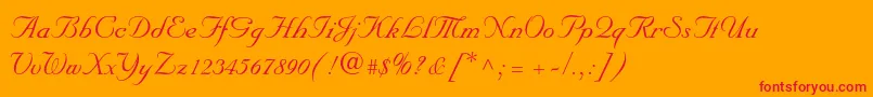 Nuptialscriptltstd-Schriftart – Rote Schriften auf orangefarbenem Hintergrund