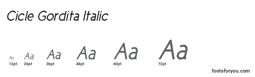 Размеры шрифта Cicle Gordita Italic