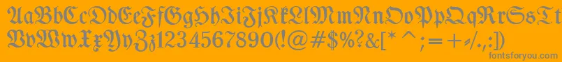 TypographerfrakturMedium-Schriftart – Graue Schriften auf orangefarbenem Hintergrund