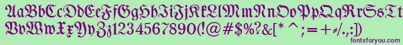 TypographerfrakturMedium-Schriftart – Violette Schriften auf grünem Hintergrund