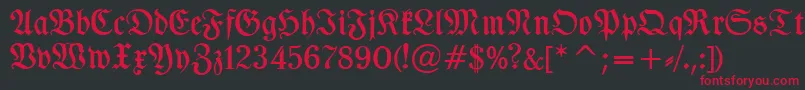 TypographerfrakturMedium-Schriftart – Rote Schriften auf schwarzem Hintergrund