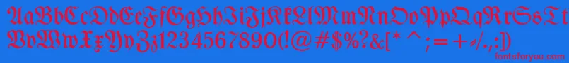 TypographerfrakturMedium Font – Red Fonts on Blue Background