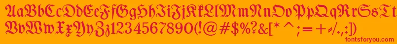Czcionka TypographerfrakturMedium – czerwone czcionki na pomarańczowym tle