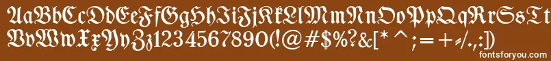 TypographerfrakturMedium-Schriftart – Weiße Schriften auf braunem Hintergrund