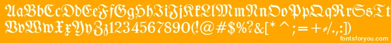 TypographerfrakturMedium-fontti – valkoiset fontit oranssilla taustalla