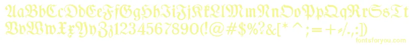 TypographerfrakturMedium-Schriftart – Gelbe Schriften auf weißem Hintergrund