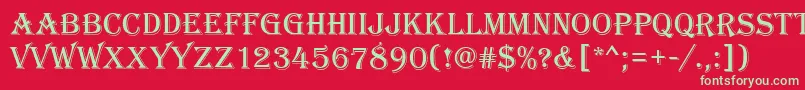 フォントAlfredoRegular – 赤い背景に緑の文字