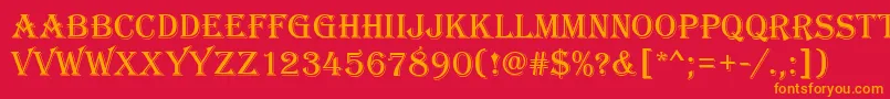 フォントAlfredoRegular – 赤い背景にオレンジの文字