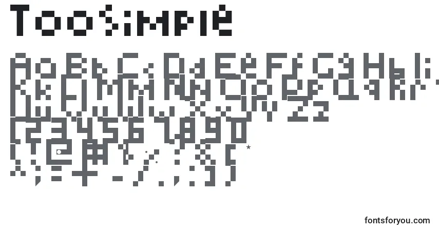 Czcionka Toosimple – alfabet, cyfry, specjalne znaki