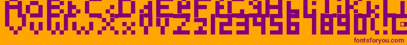 Toosimple-fontti – violetit fontit oranssilla taustalla