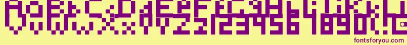 Toosimple-fontti – violetit fontit keltaisella taustalla