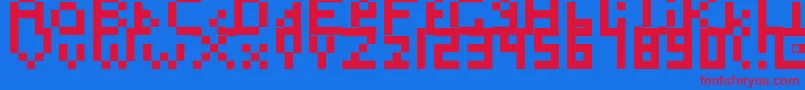 フォントToosimple – 赤い文字の青い背景