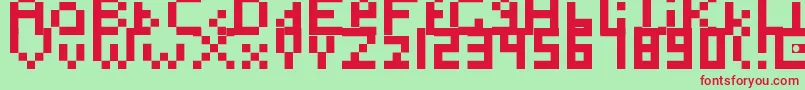 Toosimple-fontti – punaiset fontit vihreällä taustalla