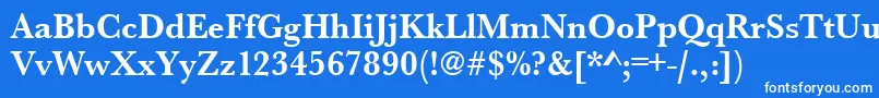 フォントUrwbaskertnarBold – 青い背景に白い文字
