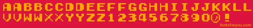 EarlyGameboy-Schriftart – Orangefarbene Schriften auf rotem Hintergrund