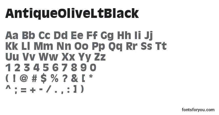Шрифт AntiqueOliveLtBlack – алфавит, цифры, специальные символы