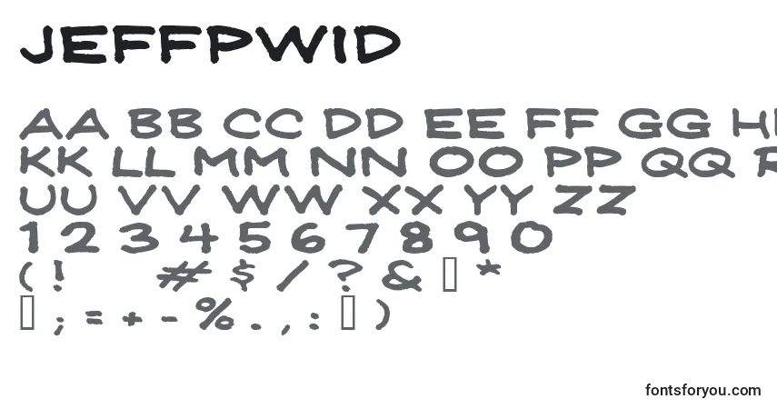 Czcionka Jeffpwid – alfabet, cyfry, specjalne znaki