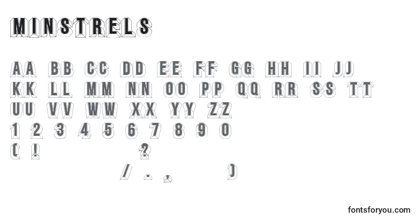 A fonte Minstrels – alfabeto, números, caracteres especiais