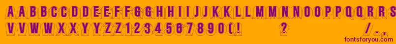 Minstrels-Schriftart – Violette Schriften auf orangefarbenem Hintergrund