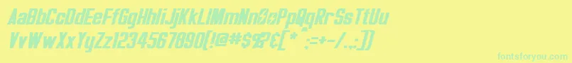 Fonte OverseerItalic – fontes verdes em um fundo amarelo