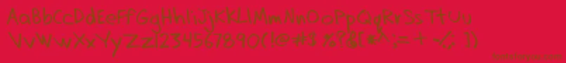 Dadhand-Schriftart – Braune Schriften auf rotem Hintergrund