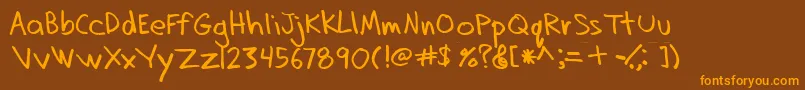 Weitere Informationen zur Dadhand-Schriftart Dadhand-Schriftart – Orangefarbene Schriften auf braunem Hintergrund
