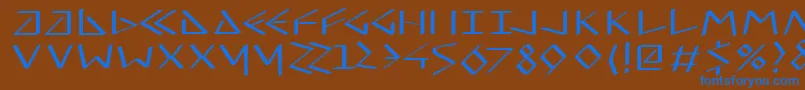 Virtualuncialquill-Schriftart – Blaue Schriften auf braunem Hintergrund