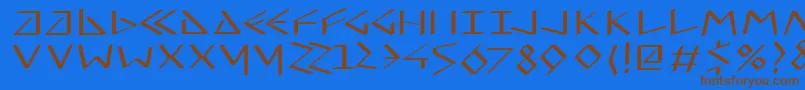Virtualuncialquill-Schriftart – Braune Schriften auf blauem Hintergrund