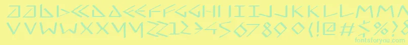 Virtualuncialquill Font – Green Fonts on Yellow Background
