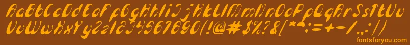 EnjoyTheTimeItalic-Schriftart – Orangefarbene Schriften auf braunem Hintergrund