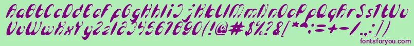 EnjoyTheTimeItalic Font – Purple Fonts on Green Background