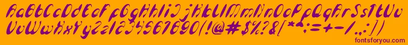 EnjoyTheTimeItalic-Schriftart – Violette Schriften auf orangefarbenem Hintergrund