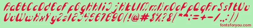 EnjoyTheTimeItalic Font – Red Fonts on Green Background