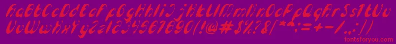 EnjoyTheTimeItalic-Schriftart – Rote Schriften auf violettem Hintergrund