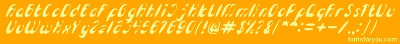 EnjoyTheTimeItalic-Schriftart – Gelbe Schriften auf orangefarbenem Hintergrund