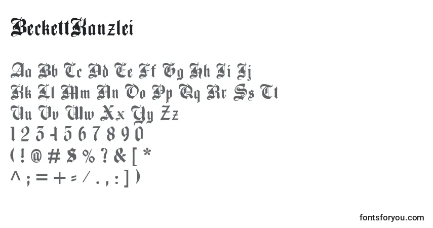 Fuente BeckettKanzlei - alfabeto, números, caracteres especiales