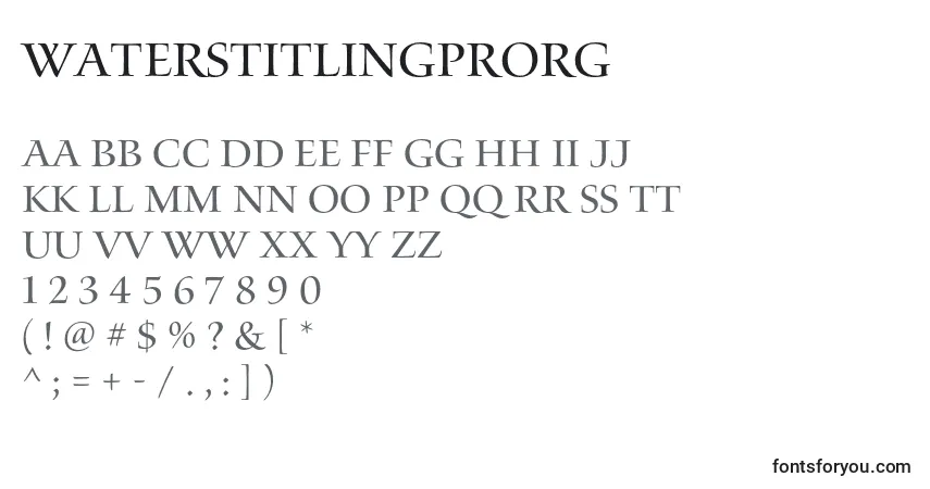 Fuente WaterstitlingproRg - alfabeto, números, caracteres especiales